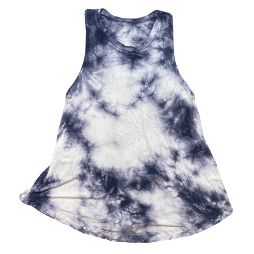 AE Soft‎ & Sexy Tie-Dye Sleeveless Racerback Tank Top Blue and White